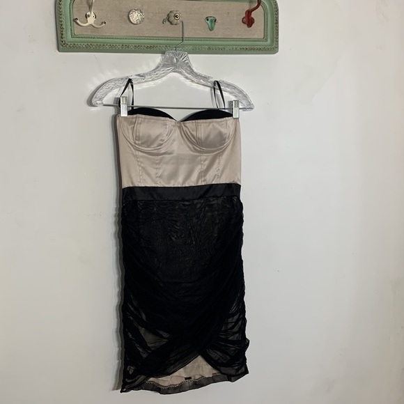 Aryn K Bustier Rouched crossover tulip bottom mini dress medium - Picture 10 of 10